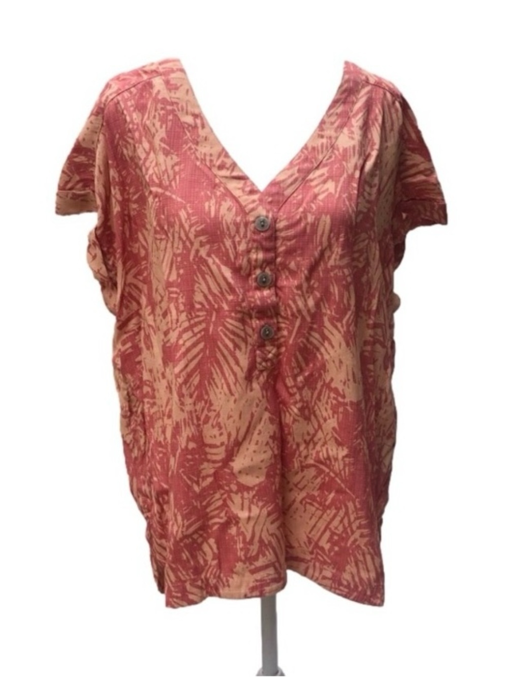 Royal Robbins Burnt Sienna Bergen Tropical Pullover Short Sleeve V-Neck Top